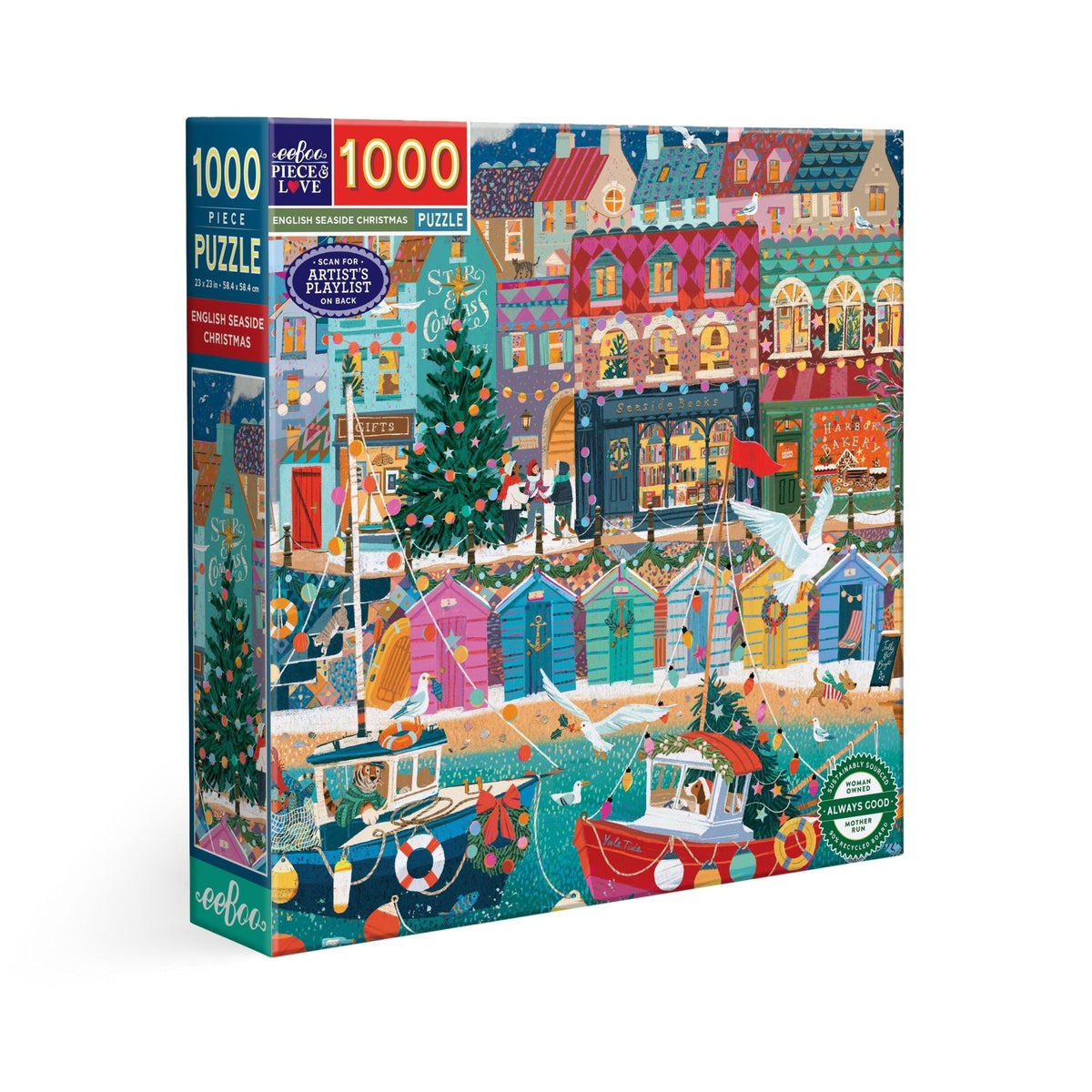 English Seaside Christmas 1000 Piece Puzzle - Eeboo