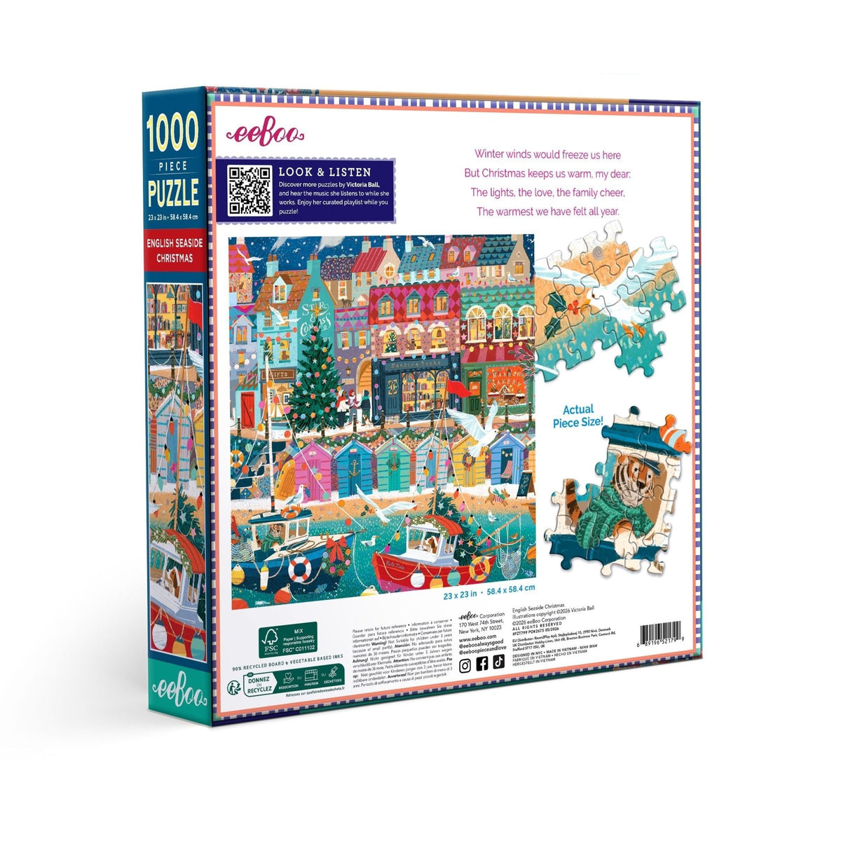 English Seaside Christmas 1000 Piece Puzzle - Eeboo