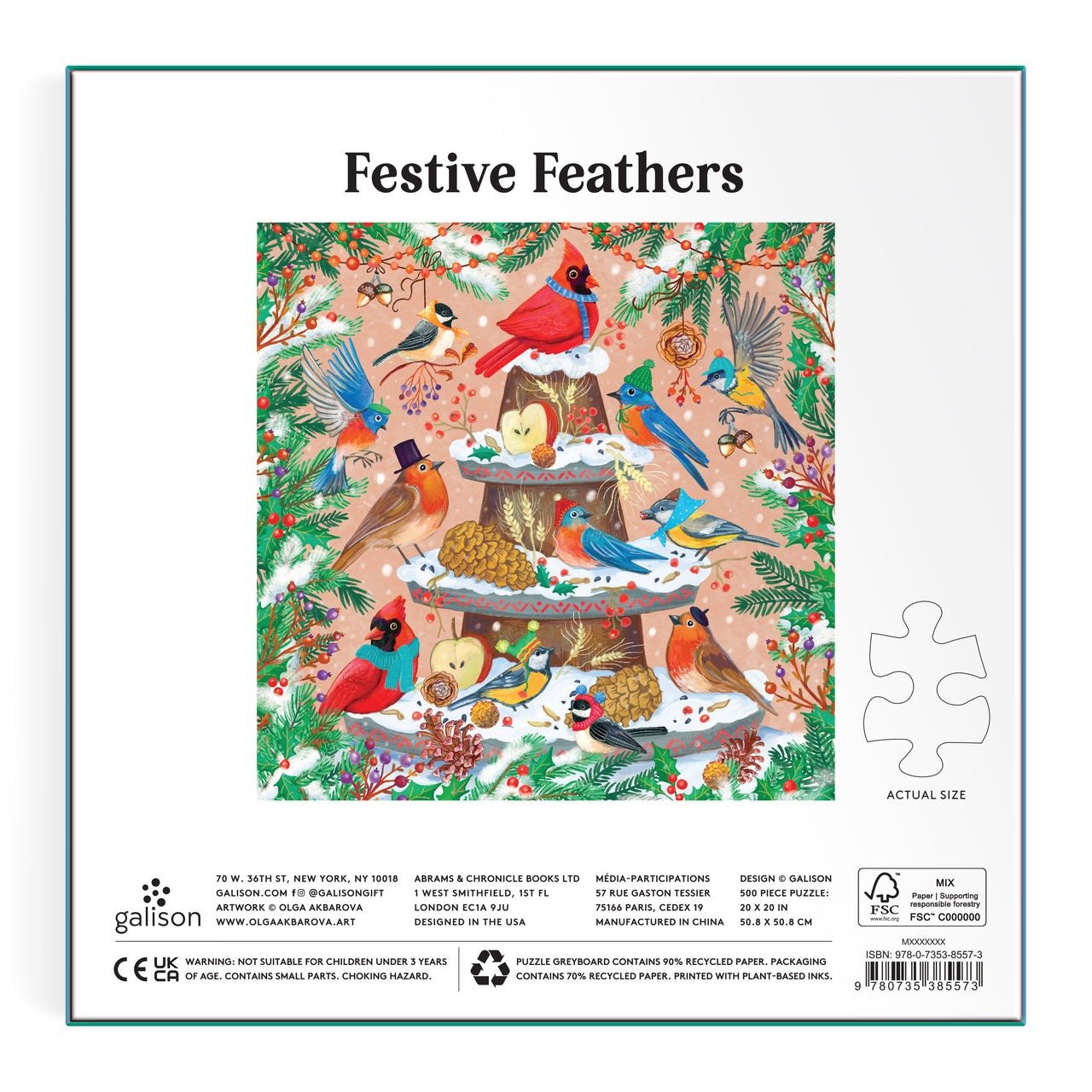Festive Feathers 500 Piece Foil Puzzle - Galison