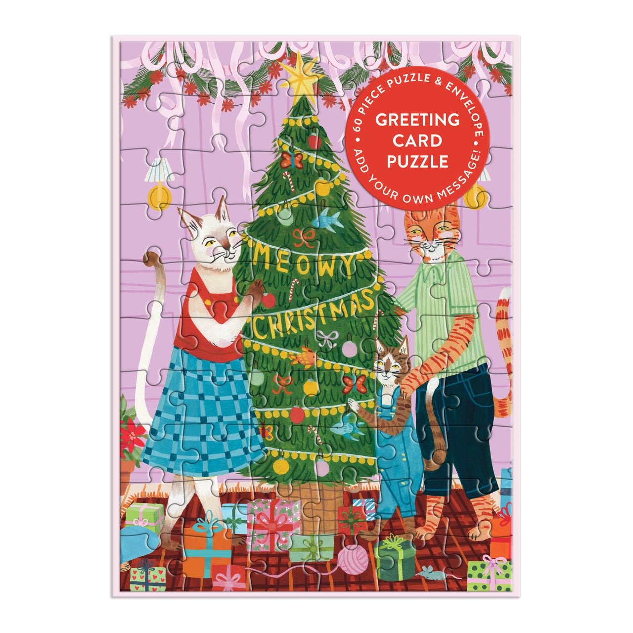 Meowy Christmas Greeting Card Puzzle - Galison