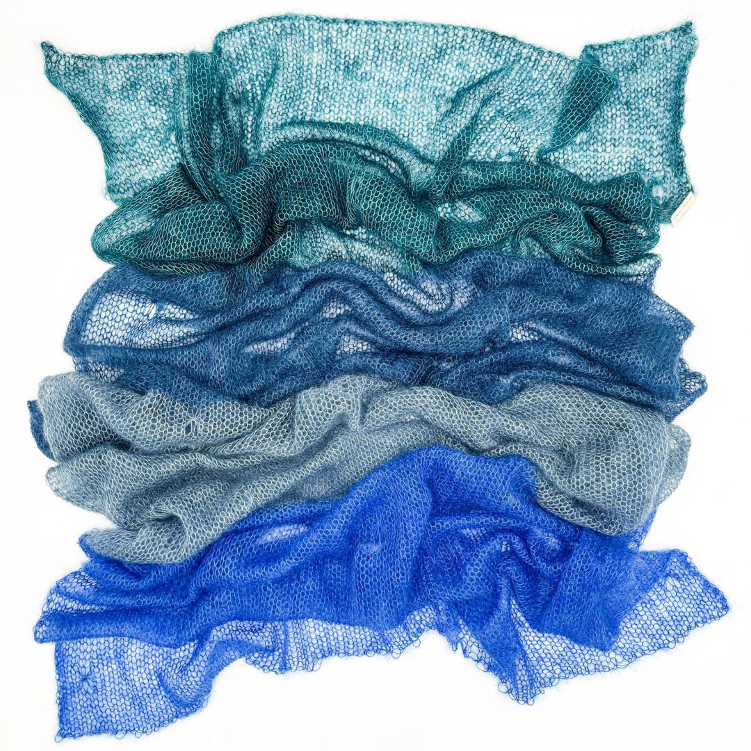 Bleu/Vert - Blues24 Kit Châle Cobweb Kidsilk hand dyed - Cowgirl Blues