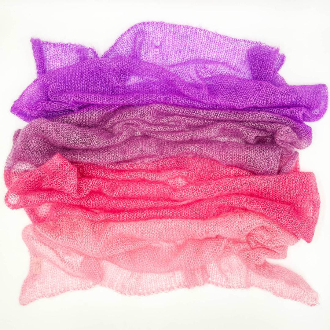 Rose/Violet - Pinks24 Kit Châle Cobweb Kidsilk hand dyed - Cowgirl Blues