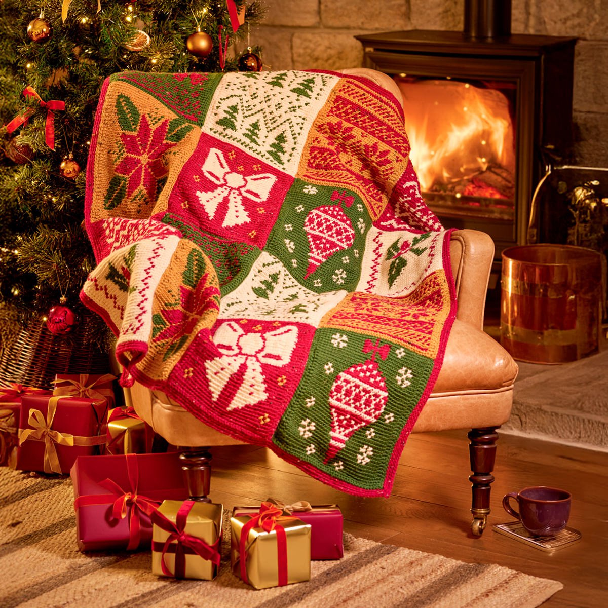 Version Crochet Kit Couverture en KAL - Baubles Bows - West Yorkshire Spinners