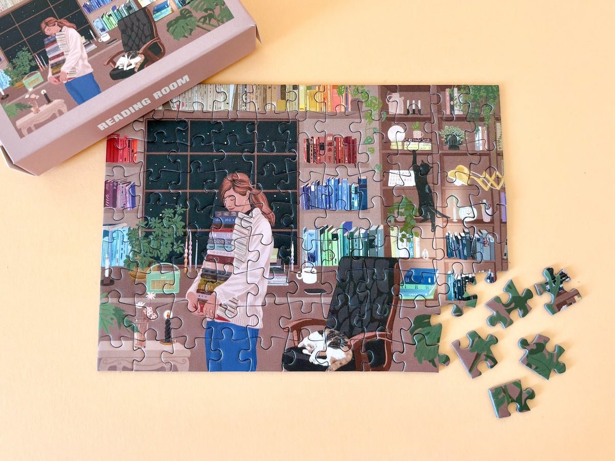 Mini-Puzzle Reading Room, 99 Pieces - Piecely Puzzles