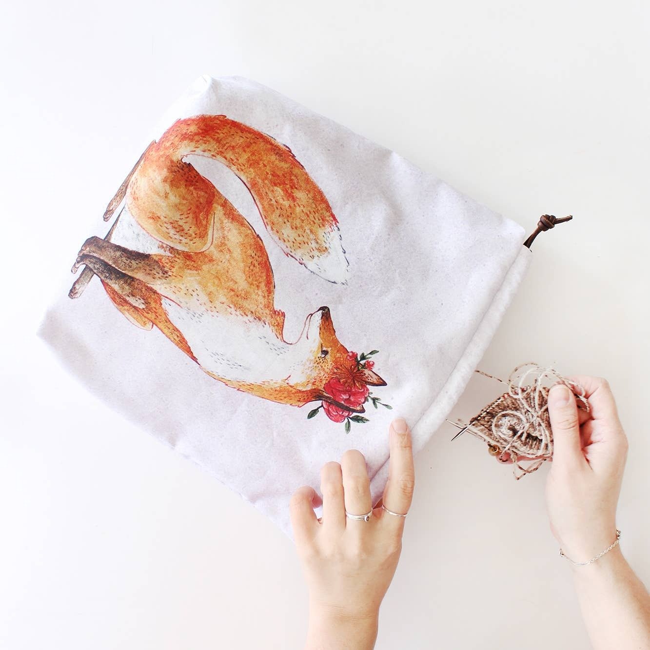 Lena la Renarde Sac à projets tricot The Blue Rabbit House - The Blue Rabbit House