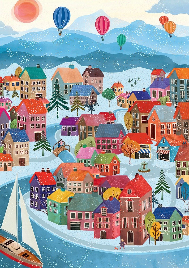 Village d’Hiver - Puzzle 500 pièces - Angela Holland