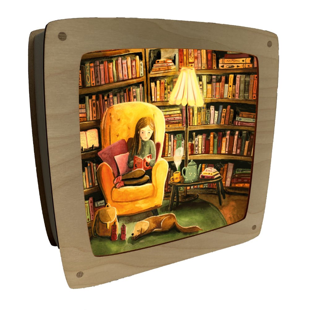Lampe magique et ses plaques d'illustrations au choix Magic sheet book lover - Esther Bennink