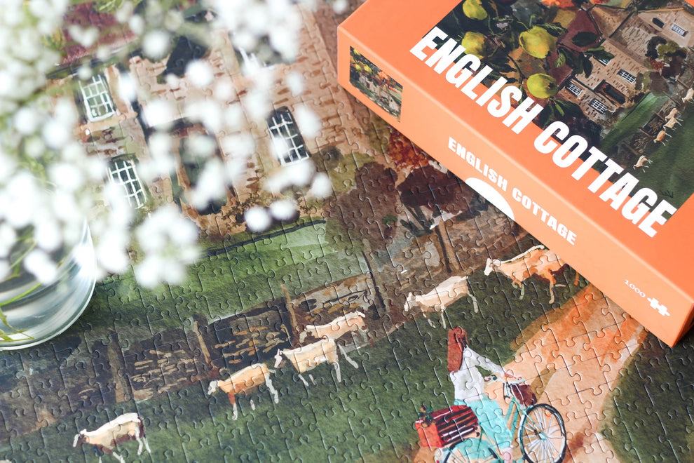 English Cottage Puzzle, 1000 Pieces - Piecely Puzzles