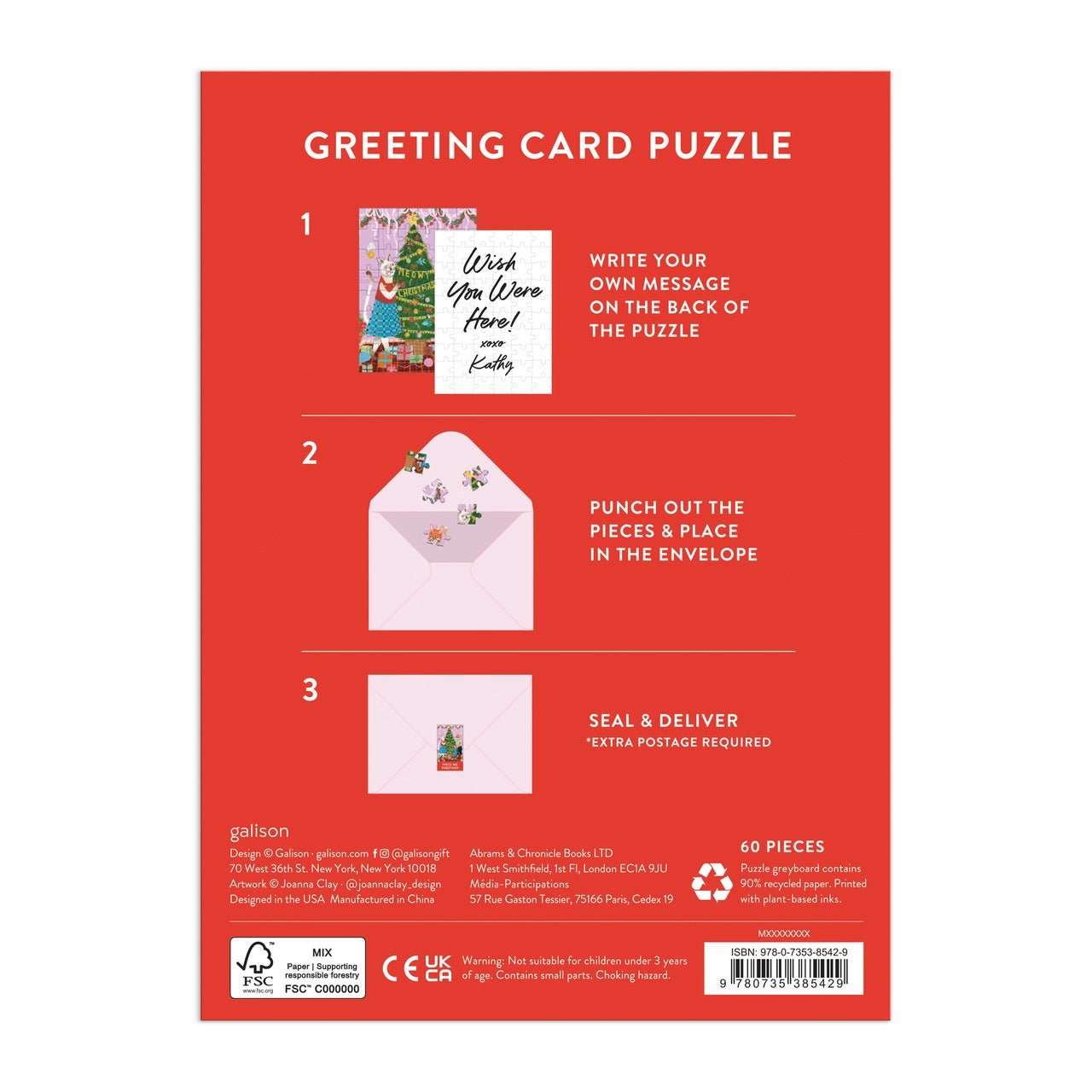 Meowy Christmas Greeting Card Puzzle - Galison