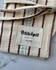 Seersucker Twin Stripe Knitter's Needle Case - To Go - PetiteKnit - Petite Knit
