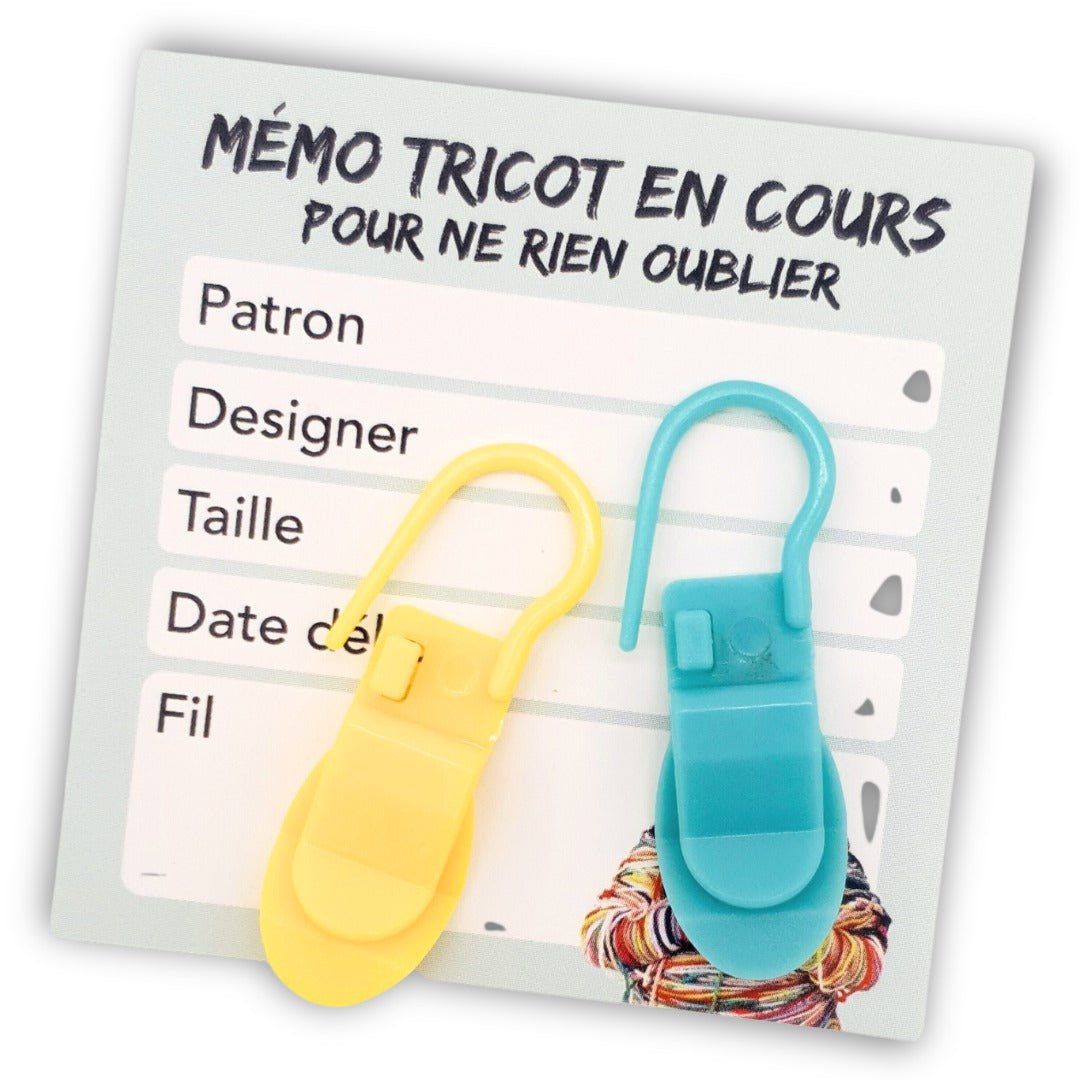 Lot de 4 pinces et 8 cartes mémos – Tous tricots - You Knit to Learn