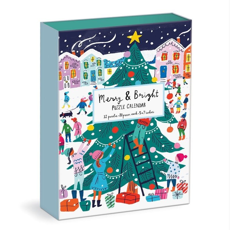 Louise Cunningham Merry and Bright 12 Days of Christmas Advent Puzzle Calendar - Galison