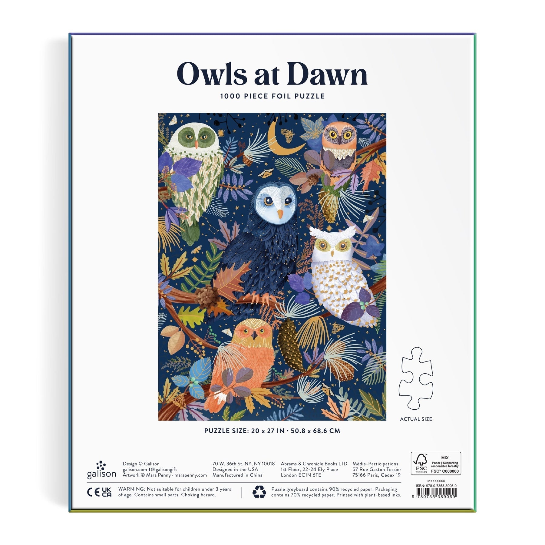 Owls at Dawn 1000 Piece Foil Puzzle - Galison