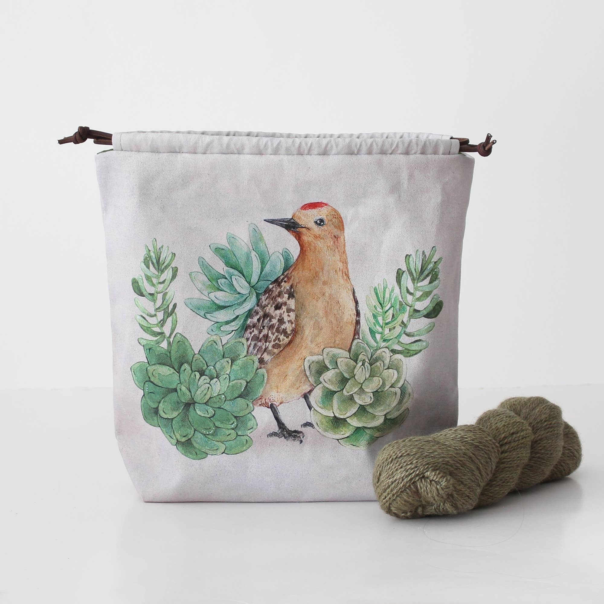 Felix le pivert Sock Size Sac à projets tricot à cordon - The Blue Rabbit House