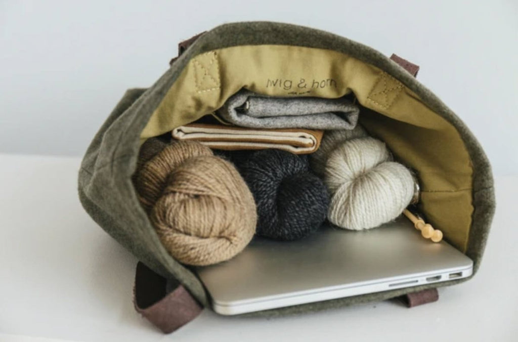 TOTE BAG EN LAINE TWIG & HORN - Twig & Horn