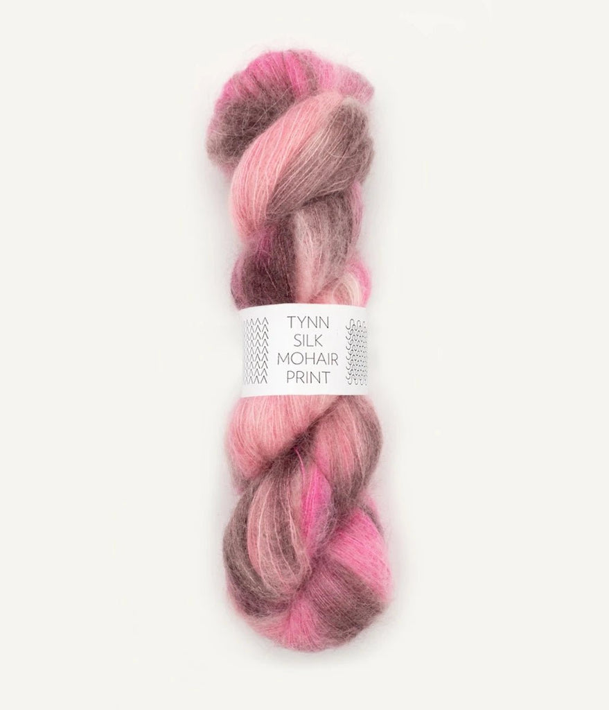 Tynn Silk Mohair Print 4700-Pink Berries Print - Sandnes Garn